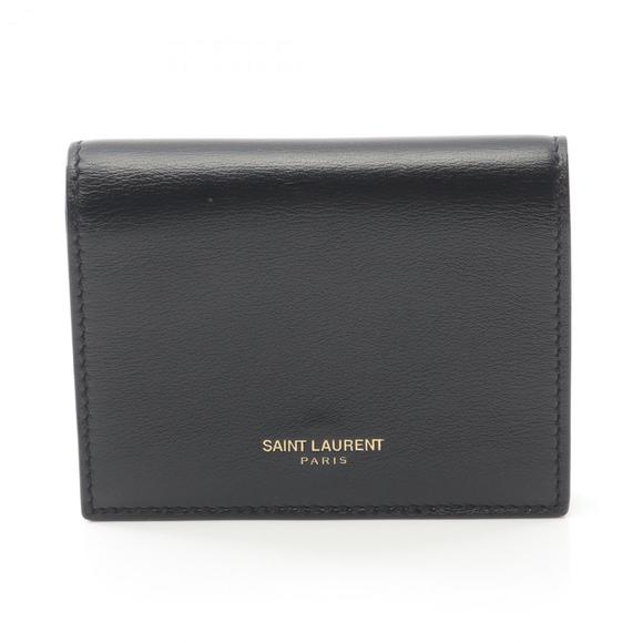 SAINT LAURENT Black Leather Card Holder - Picture 1 of 6